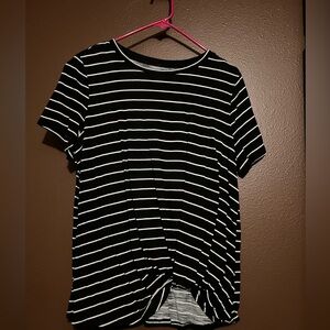 Classic Black and White Striped Short Sleeve Top size 0X